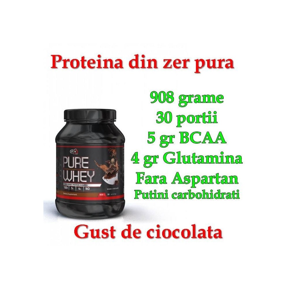 Pure Nutrition USA Pure Whey 908 grame Beneficii Pure Whey: creste masa musculara, micsorarea timpilor de recuperare si o reface