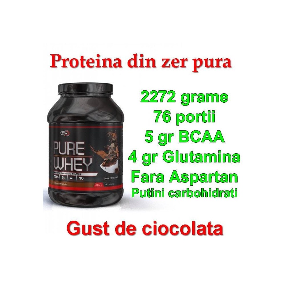 Pure Nutrition USA Pure Whey 2270 grame Beneficii Pure Whey: creste masa musculara, micsorarea timpilor de recuperare si o refac