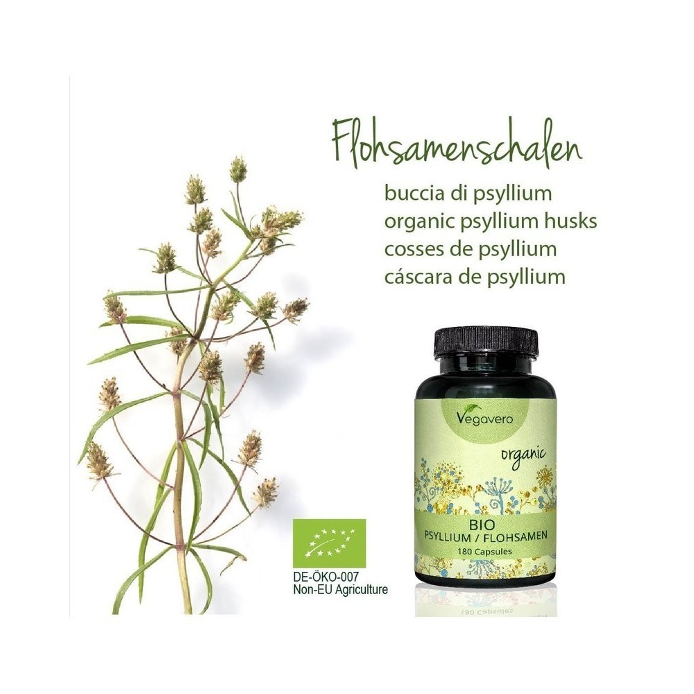 Vegavero Psyllium Organic 180 capsule Beneficii Psyllium: regleaza digestia, are un continut bogat de fibre, mentine sanatatea i