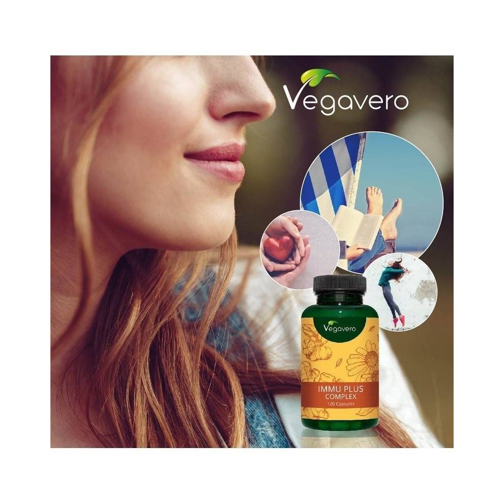 Vegavero Immu Plus Complex 120 capsule Beneficii Immu Plus Complex: sustine imunitatea organismului, antioxidant natural, protec