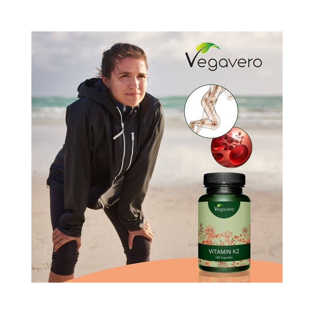 Vegavero Vitamina K2 naturala, MK7, 180 Capsule Beneficii Vitamina K2: este benefica in ameliorarea bolilor de inima, intareste 