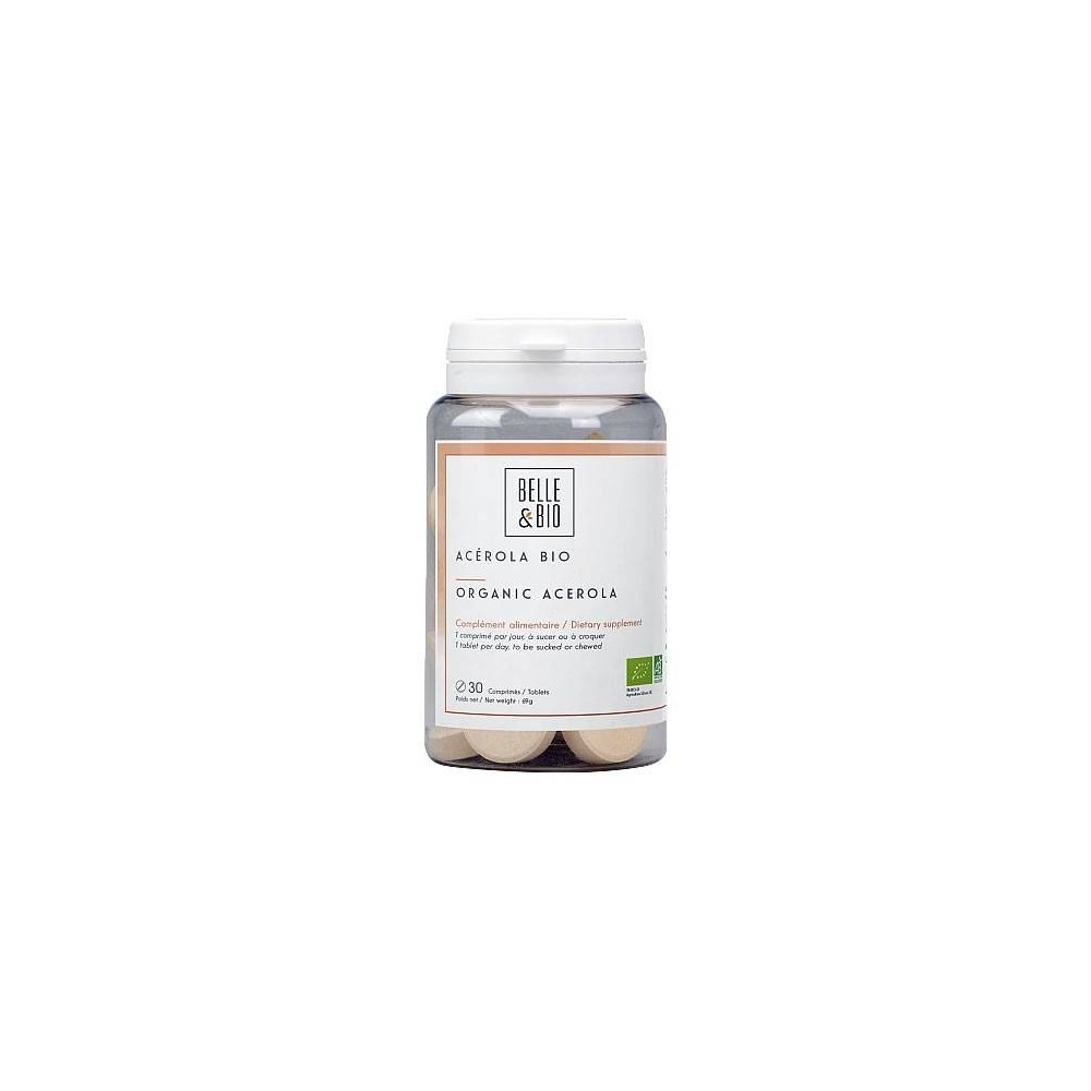 Belle&Bio Acerola Bio - Vitamina C 30 Comprimate Beneficii Acerola Bio: sursa naturala de Vitamina C, minimizeaza oboseala, are 