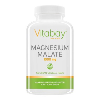 Magneziu Malat 1000 mg 180 Tablete Vegan, Vitabay Magneziu malat beneficii: ajuta la eliminarea metalelor grele din organism, cr