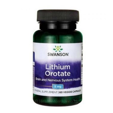 Ultra Litiu Orotat 5 Mg 60 Capsule, Swanson Litiu Orotat beneficii: sprijina starea de spirit sanatoasa, sanatatea emotionala, c
