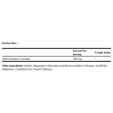 Beta-Sitosterol - 500 mg 90 Capsule (ajuta la mentinerea nivelului de colesterol, sprijinirea sistemului cardiovascular) Benefic