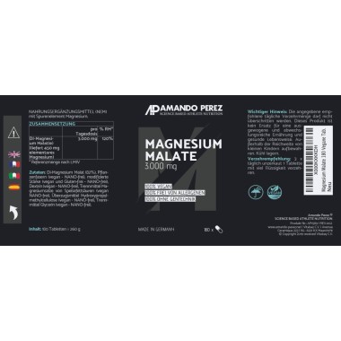 Malat de Magneziu - Magnesium Malate 3000 mg pe doza 180 Comprimate Vegan Malat de Magneziu beneficii: ofera 450 mg de magneziu 