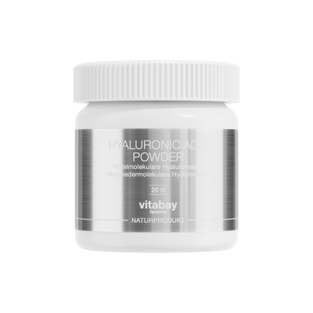 Vitabay Acid Hialuronic 20 grame - cu acid hialuronic 100% pur Pudra de acid hialuronic Vitabay Pure este utilizată pentru a fac