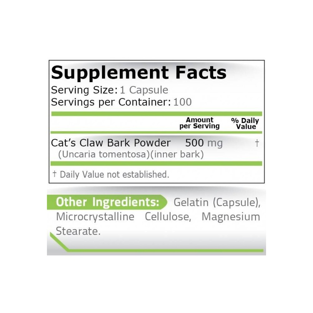Pure Nutrition USA Cat's Claw (Gheara Pisicii) 500mg 100 capsule Beneficii Gheara pisicii de la Pure Nutrition: antioxidant natu