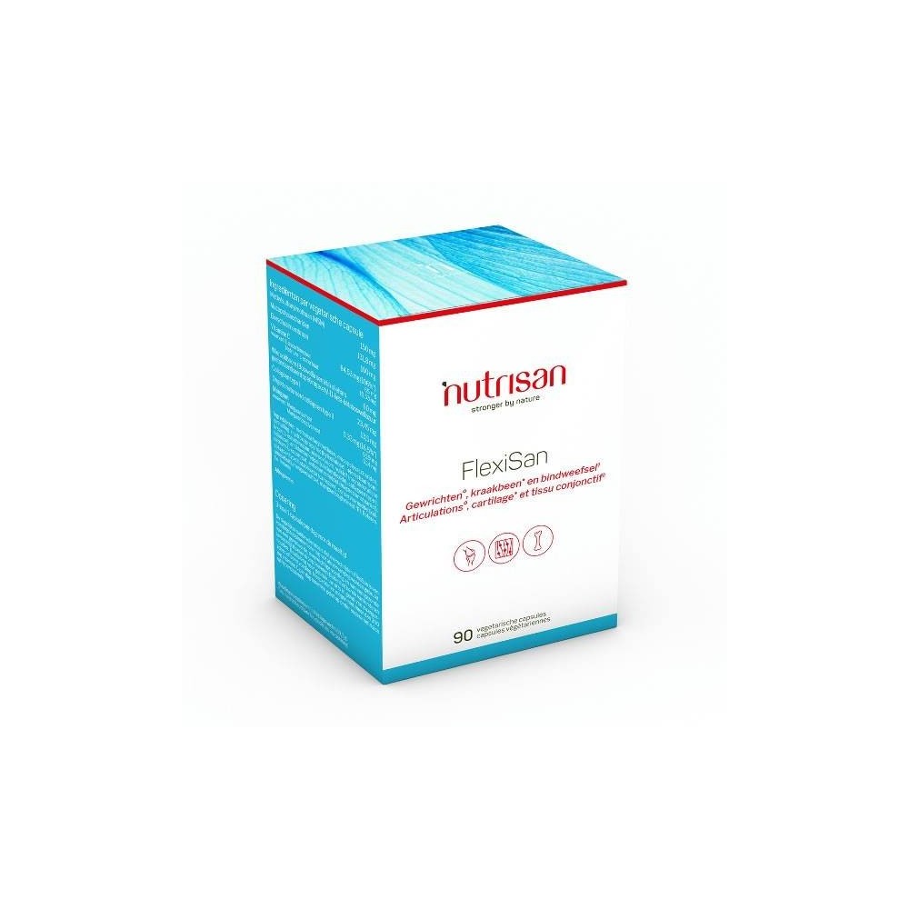 Nutrisan FlexiSan 90 Capsule Contine: Metilsulfonilmetan (MSM), tamaie (Boswellia), Colagen tip I si II, Mangan, Vitamina C, mem Nutrisan FlexiSan 90 Capsule Contine: Metilsulfonilmetan (MSM), tamaie (Boswellia), Colagen tip I si II, Mangan, Vitamina C, mem