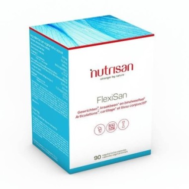 Nutrisan FlexiSan 90 Capsule Contine: Metilsulfonilmetan (MSM), tamaie (Boswellia), Colagen tip I si II, Mangan, Vitamina C, mem