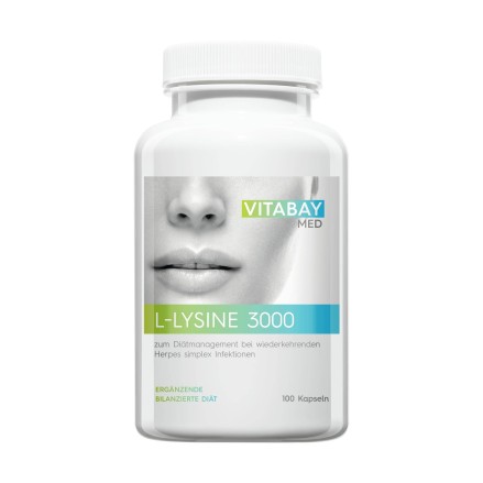 Vitabay L-Lizina, L-Lysine 3000, 100 Capsule L-Lizina beneficii: imbunatateste focalizarea si concentrarea, mentine fermitatea p