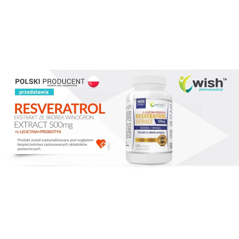Resveratrol Extract + Inulina + L-Leucine 120 Capsule, Wish Resveratrol beneficii: mentine sanatatea colonului, antioxidant natu