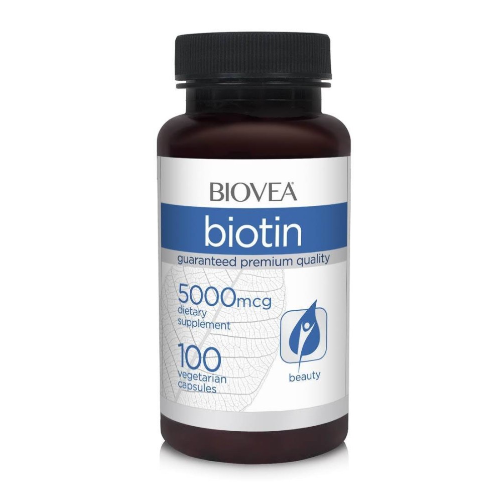 Biovea Biotina 5000 mcg, 100 capsule, Vitamina B7, Vitamina H Beneficii Biotina: importanta pentru par, piele si sanatatea unghi