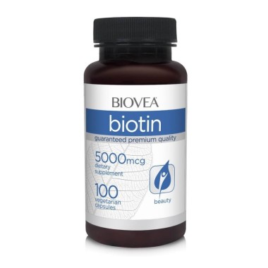 Biovea Biotina 5000 mcg, 100 capsule, Vitamina B7, Vitamina H Beneficii Biotina: importanta pentru par, piele si sanatatea unghi