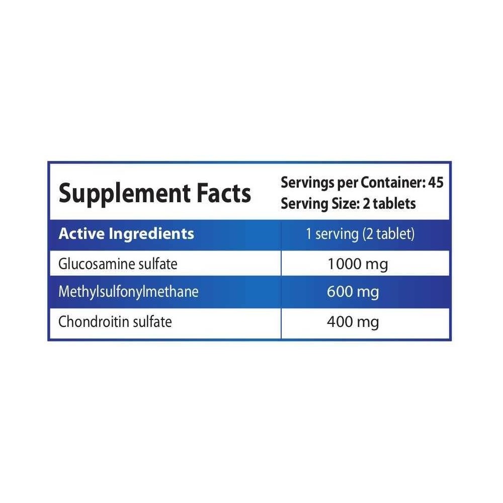 Glucosamine + MSM + Chondroitin 90 Tablete (Glucozamina, Articulatii, incheieturi, ligamente sanatoase) Beneficii Glucosamine + 