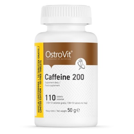 OstroVit Caffeine 200 mg 110 Tablete (Supliment inlocuitor cafea) Beneficii Cafeina: Inlocuitor excelent pentru cafea, ofera mul