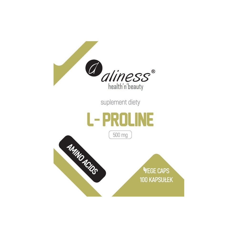 L-Prolina 500 mg, 100 capsule (ajuta la sintetizarea colagenului, benefic articulatiilor) L-prolina este un aminoacid cu un rol 