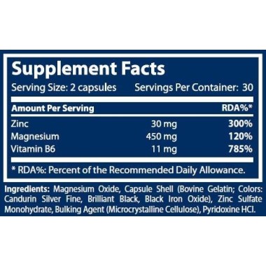 Scitec ZMB6, Zinc+Magneziu+Vit B6 60 Capsule Beneficii Magneziu, Zinc, Vitamina B6: creste tes-tosteronul, cresterea masei muscu