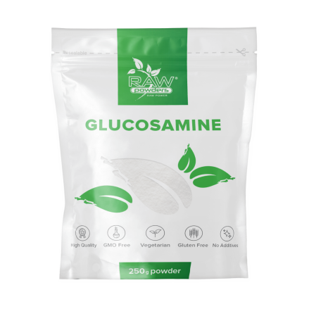 Raw Powders Glucozamina pulbere 250 de grame Beneficii Glucosamine: ameliorează simptomele osteoartritei, exercită o acțiune ant