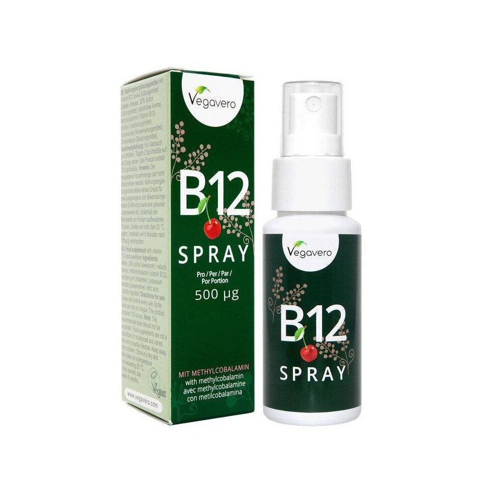 Vegavero Vitamina B12 Spray, 25ml Beneficii Vitamina B12 spray: susține părul, pielea și unghiile sănătoase, ajută la formarea c Vegavero Vitamina B12 Spray, 25ml Beneficii Vitamina B12 spray: susține părul, pielea și unghiile sănătoase, ajută la formarea c