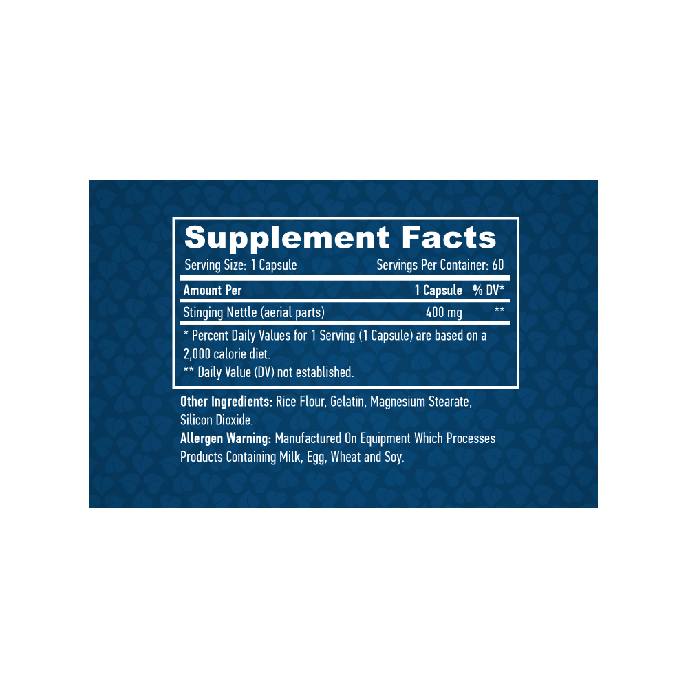 Haya Labs Nettles (urzica) 400mg 60 Capsule (Supliment naturist pentru prostata) Beneficii urzica: ajuta la eliminarea calculilo