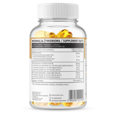 OstroVit Omega 3-6-9 180 Capsule (pentru colesterol si triglicerde marite) OMEGA 3-6-9: Sprijină sănătatea inimii si un nivel să