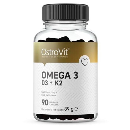 OstroVit Omega 3, Vitminele D3 + K2 90 Capsule Beneficii OstroVit Omega 3 D3 + K2: susține acțiunea sistemului cardiovascular, b