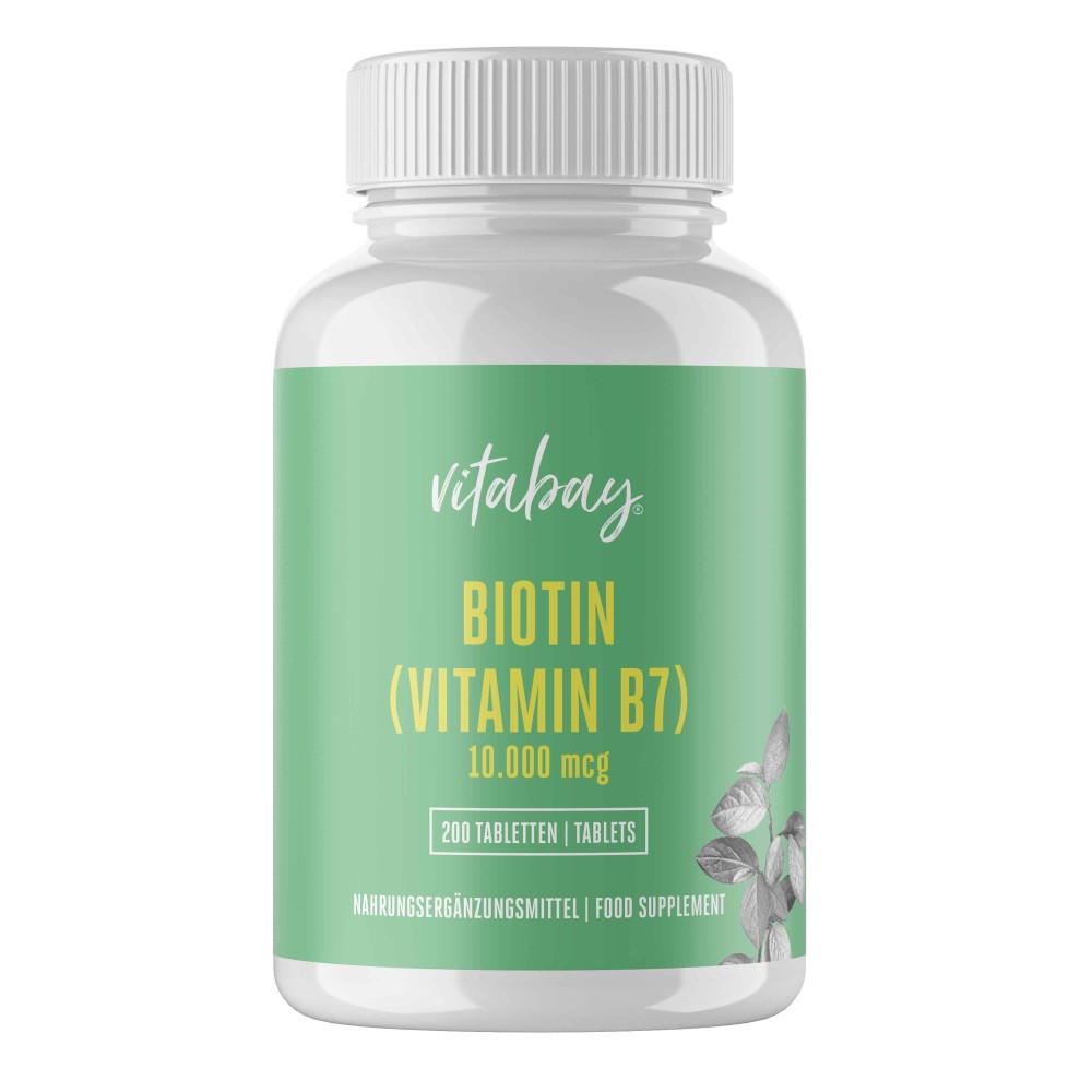 Biotina 10.000 mcg - 10 mg - 200 Tablete, Vitabay Biotina 10.000 beneficii: promoveaza sanatatea pielii, parului si a unghiilor, Biotina 10.000 mcg - 10 mg - 200 Tablete, Vitabay Biotina 10.000 beneficii: promoveaza sanatatea pielii, parului si a unghiilor,