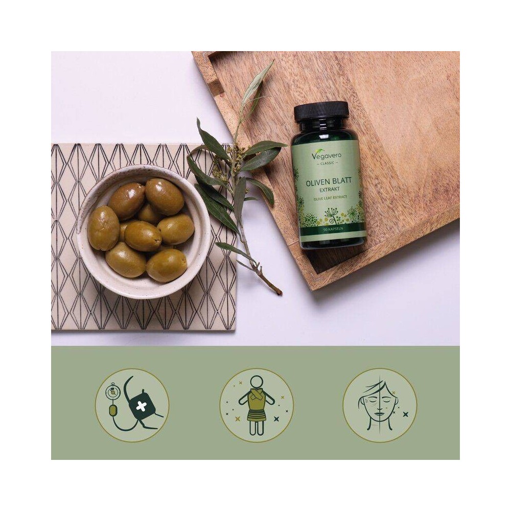 Vegavero Olive Leaf Extract (40% Oleuropein) Frunze de maslin Bio 90 Capsule Consumul regulat al suplimentului nostru Olive Leaf