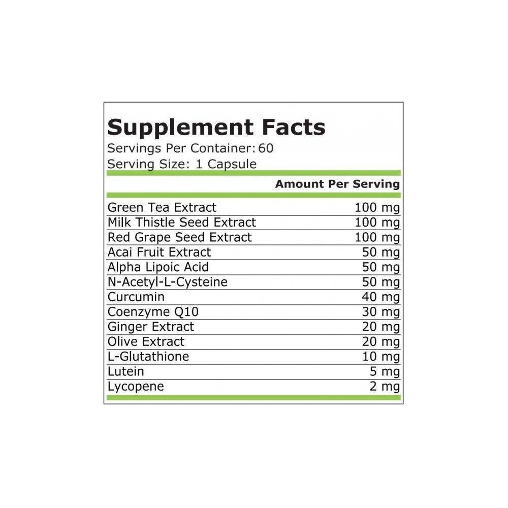 Pure Nutrition USA Antioxidant Complex 60 Capsule Antioxidantii contribuie la reducerea stresului oxidativ si la neutralizarea r
