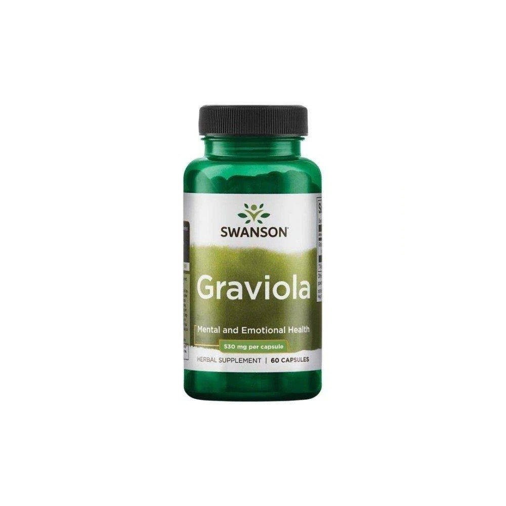 Graviola 530 mg 60 Capsule, Swanson Graviola beneficii: sprijina functia imuna, cresterea si functionarea celulelor sanatoase, a