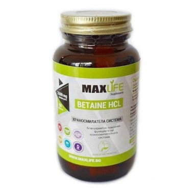 MAXLife Betaină HCL 650mg 90 comprimate Beneficii Betaina HCL: creste nivelul de energie, regleaza nivelul de colesterol bun HDL