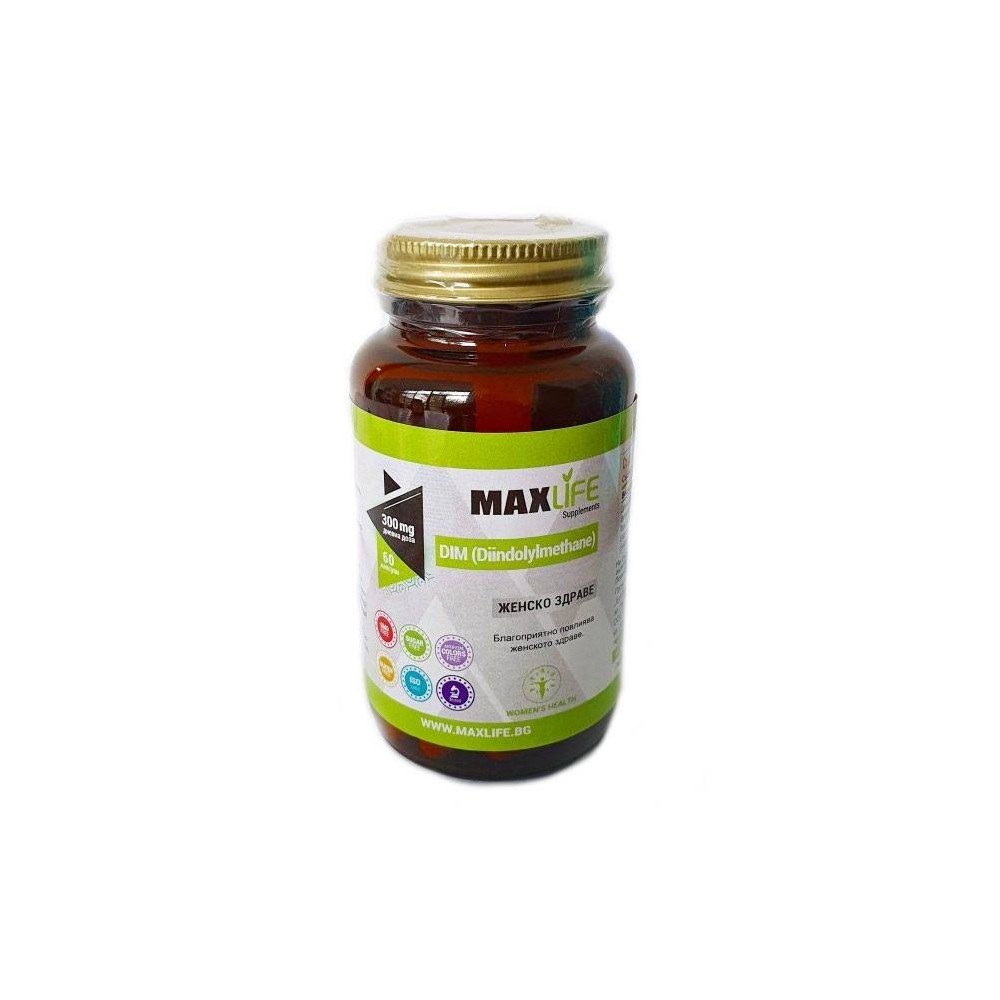 MAXLife DIM (Diindolylmethane) 150 mg (300mg per doza) 60 Capsule Beneficii DIM (Diindolilmetan): restabileste si mentine echili MAXLife DIM (Diindolylmethane) 150 mg (300mg per doza) 60 Capsule Beneficii DIM (Diindolilmetan): restabileste si mentine echili