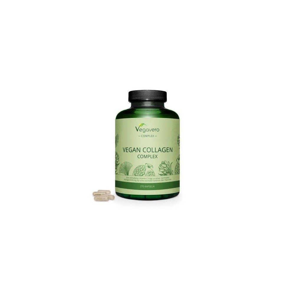 Colagen Vegan 270 Capsule, Vegavero Colagen vegan beneficii 100% vegan - nu este din substanțe de origine animala. Contine L-Liz