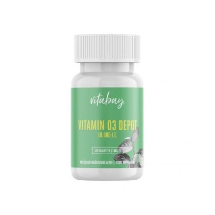 Vitabay Vitamina D3 - 10.000 UI - 120 Tablete vegane Beneficii Vitamina D3: ajuta la mentinerea sanatatii oaselor, suport pentru
