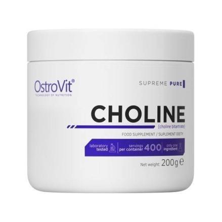OstroVit Supreme Pure Choline 200 grame Beneficii Colina Bitartrate: sprijină sănătatea inimii și sănătatea ficatului, reduce gr