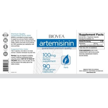 Biovea ARTEMISININ 100 mg 90 Capsule Vegetariene (Pelin dulce) Beneficii ARTEMISININ: Qinghao Su, cunoscut si sub numele de Arte