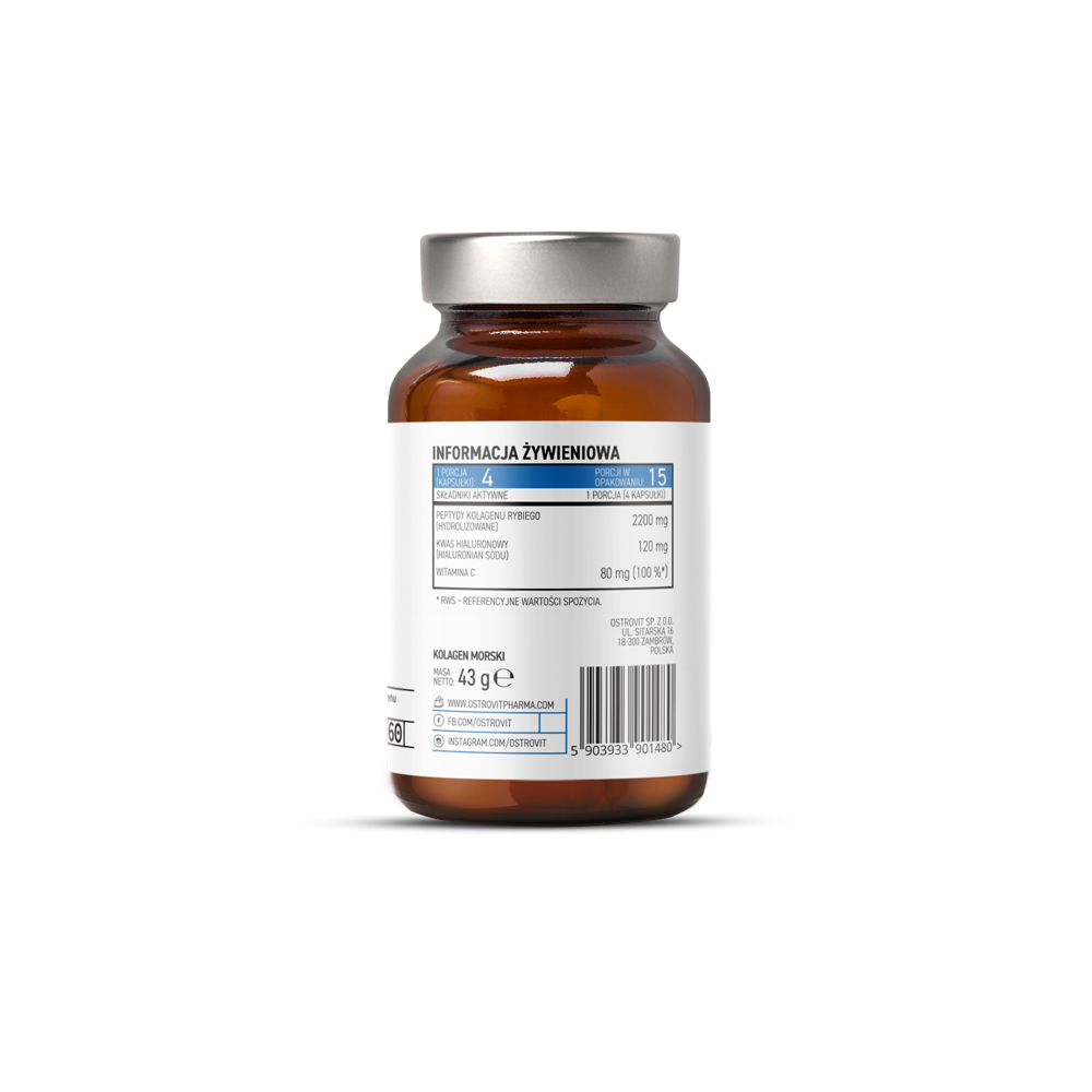 OstroVit Pharma Colagen Marin Hidrolizat cu Acid Hialuronic 60 capsule Beneficii OstroVit Pharma Marine Collagen: OstroVit Pharm