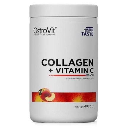 OstroVit Colagen Hidrolizat + Vitamina C, pulbere, piersici, 400 grame (Anti Riduri si dureri articulare) Beneficii Colagen + Vi