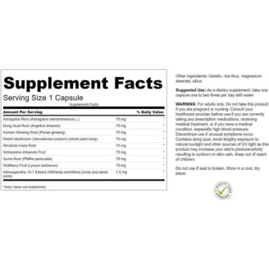 Adaptogenic Complex 60 Capsule (Rhodiola Ashwagandha Ginseng) Swanson Adaptogenic Complex Beneficii: intareste sistemul imunitar
