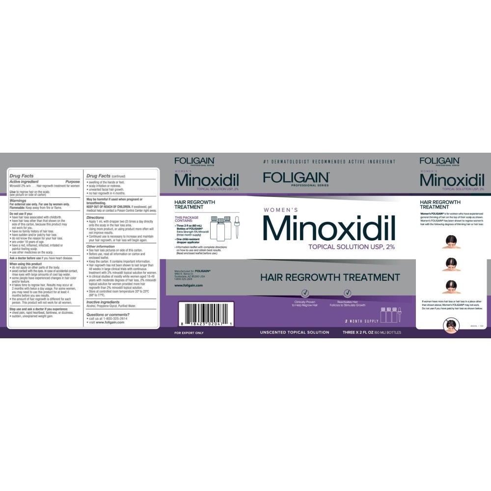 FOLIGAIN MINOXIDIL 2%, Regenerarea parului pentru femei tratament, 3 luni FOLIGAIN MINOXIDIL 2% Tratament pentru regenerarea par