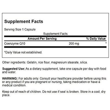 Swanson Coenzima Q10, 200 mg, 90 Capsule (Antioxidant natural, intareste imunitatea) Beneficii Coenzima Q10: este un supliment a
