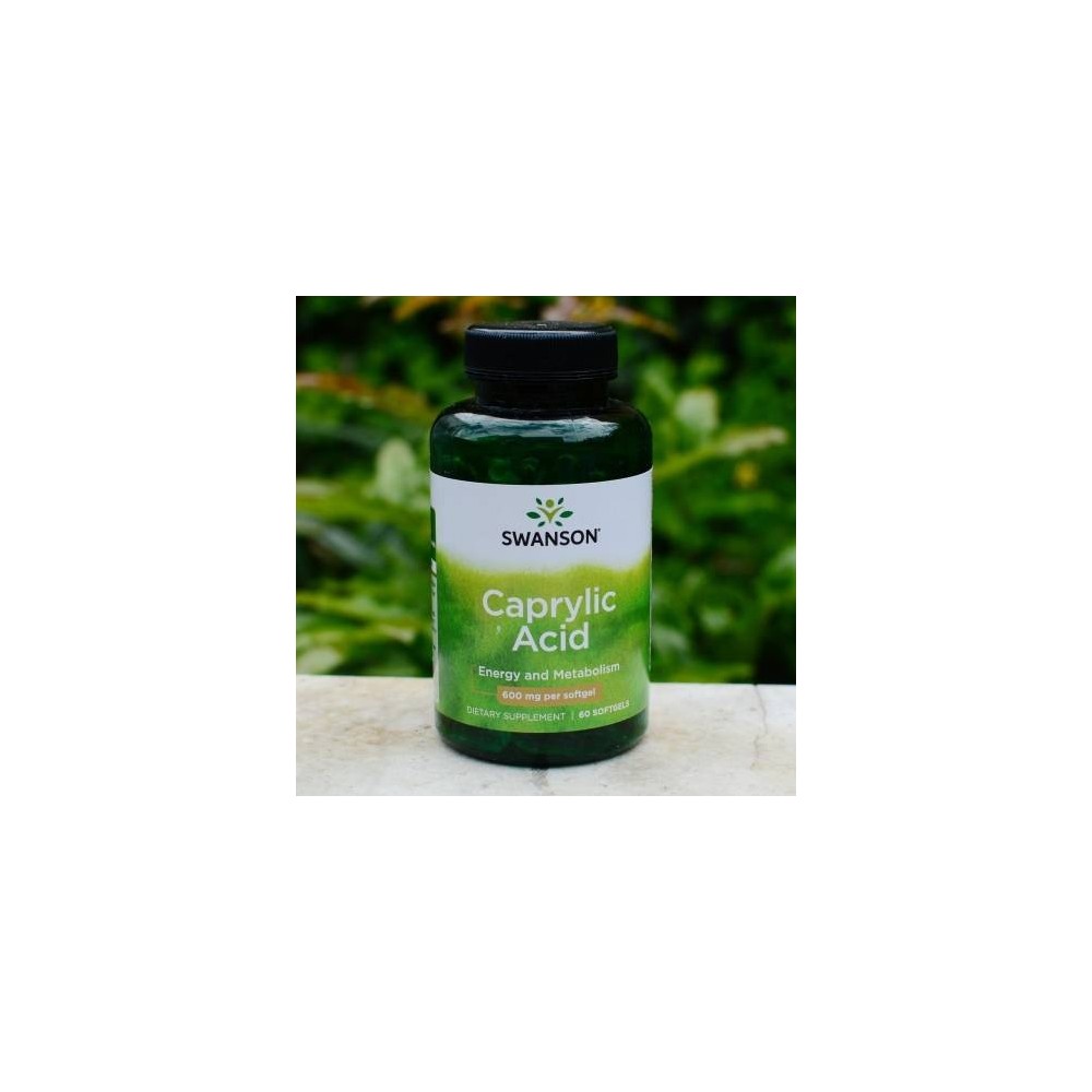 Swanson Caprylic Acid (acid caprilic) 600 mg, 60 Capsule Beneficii acid caprilic: poate reduce riscul infectarii cu drojdie, poa