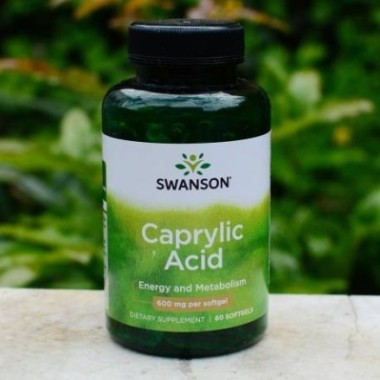 Swanson Caprylic Acid (acid caprilic) 600 mg, 60 Capsule Beneficii acid caprilic: poate reduce riscul infectarii cu drojdie, poa