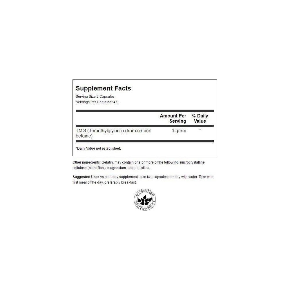 Swanson TMG (Trimetilglicina - Trimethylglycine), 500mg 90 Capsule Beneficii Trimetilglicina (TMG): sustine sanatatea inimii, aj