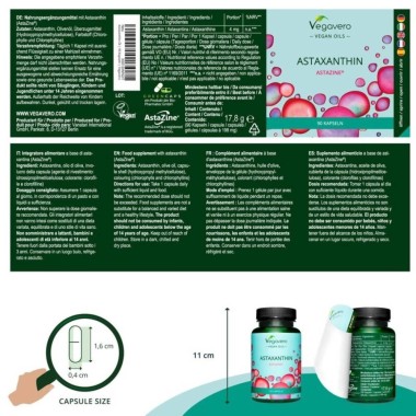 Vegavero Ulei de Astaxantina - 4mg - 90 Capsule Beneficii Ulei de Astaxantina - antioxidant, sustine o piele sanatoasa, suplimen