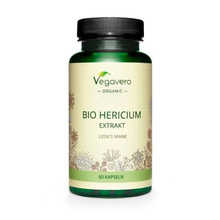 Lion's Mane Extract Organic 500mg (Coama leului) 60 Capsule, Vegavero Lion's Mane Extract beneficii: nootropic, bun antioxidant,