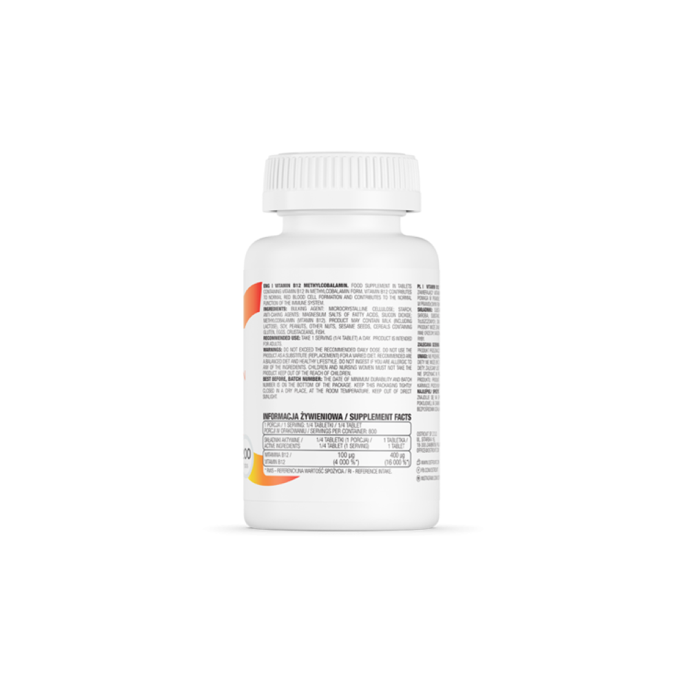 Vitamina B12 Metilcobalamina 200 Comprimate, OstroVit Beneficii Vitamina B12 Metilcobalamina: garanteza un metabolism energetic 