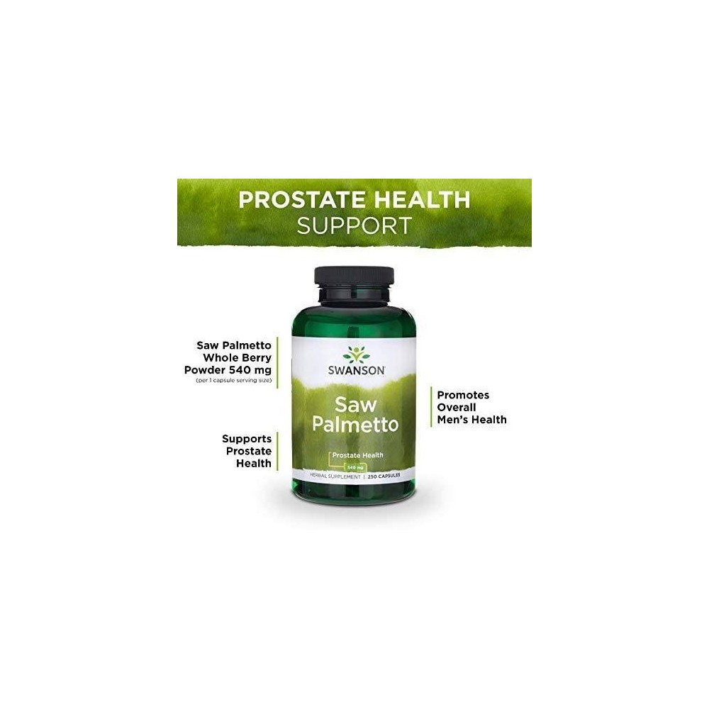 Swanson Saw Palmetto - 540mg - 250 Capsule (Supliment naturist prostata) Beneficii Saw Palmetto: poate sustine sanatatea prostat