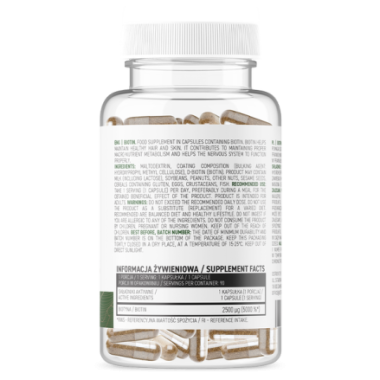 Biotina Vege 2500 mcg 90 Capsule, OstroVit Biotina beneficii: importanta pentru par, piele si sanatatea unghiilor, nutrient esen
